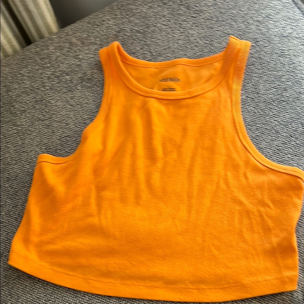 Vibrant Orange Cropped Tank Top